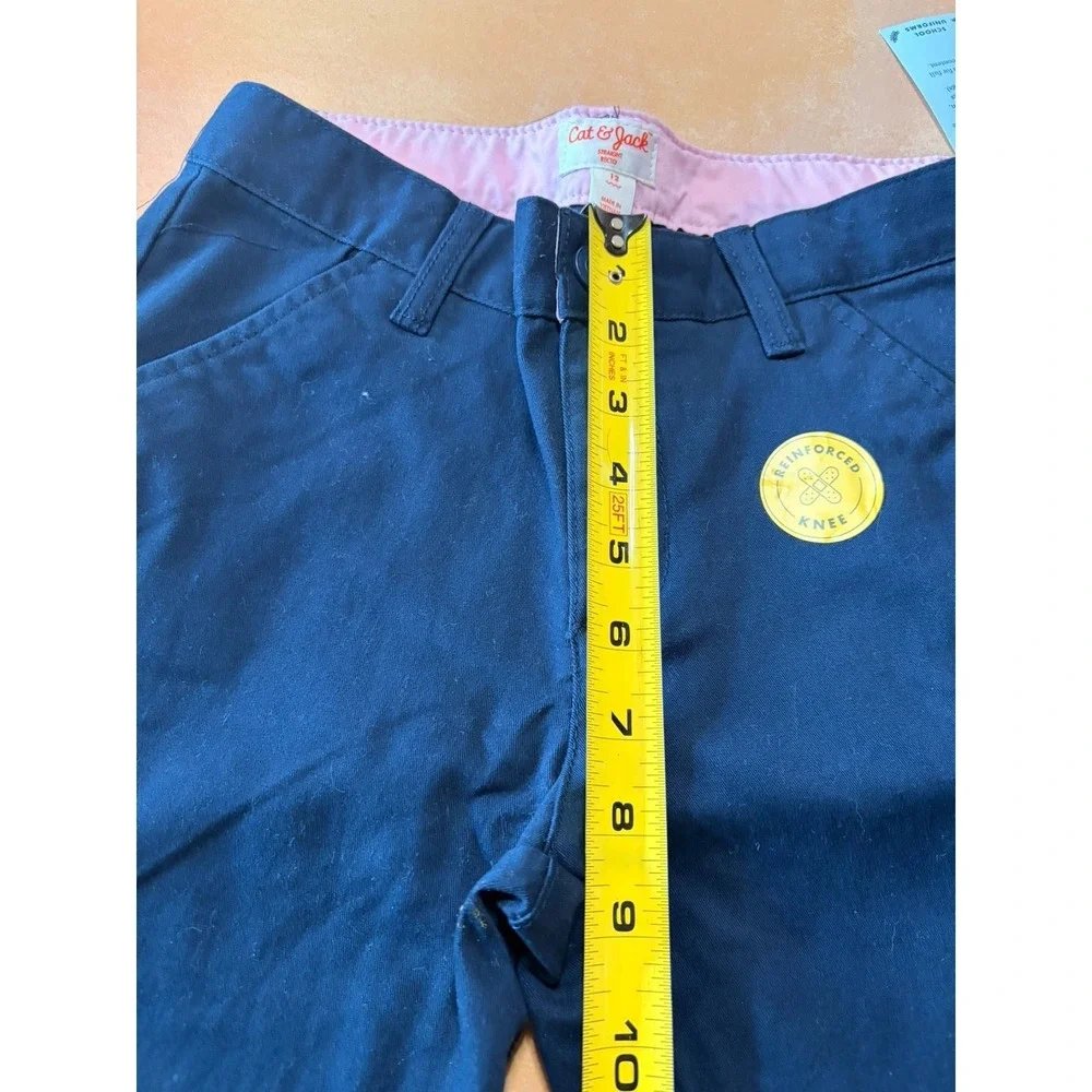 2 NWT Cat & Jack Girls Straight School Uniform Pants Navy Blue Size 12